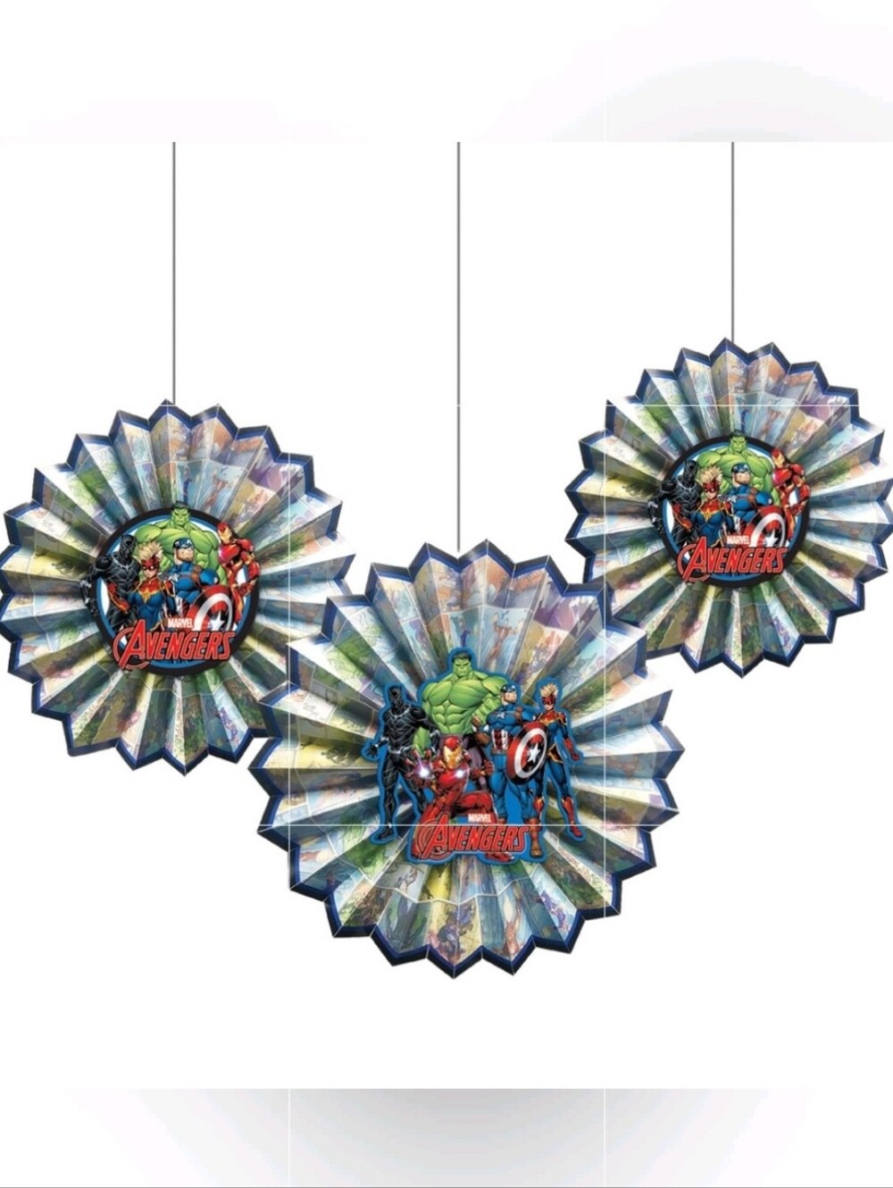 Marvel Powers Unite Paper Fan Decorations 3ct